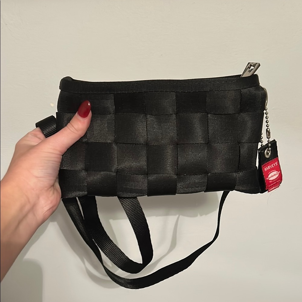 Harveys Black Woven Crossbody Bag